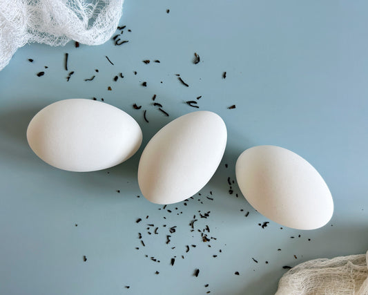 White Ceramic Goose Eggs, 3 Pack