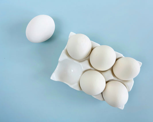 White Ceramic Chicken Eggs, Half Dozen