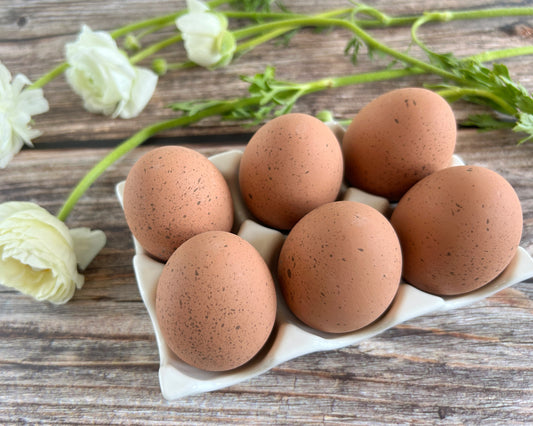 Speckled Ceramic Chicken Eggs, Half Dozen