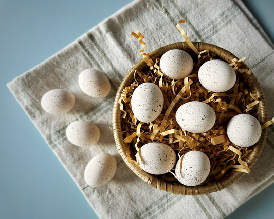 Speckled White Ceramic Quail Eggs, Dozen